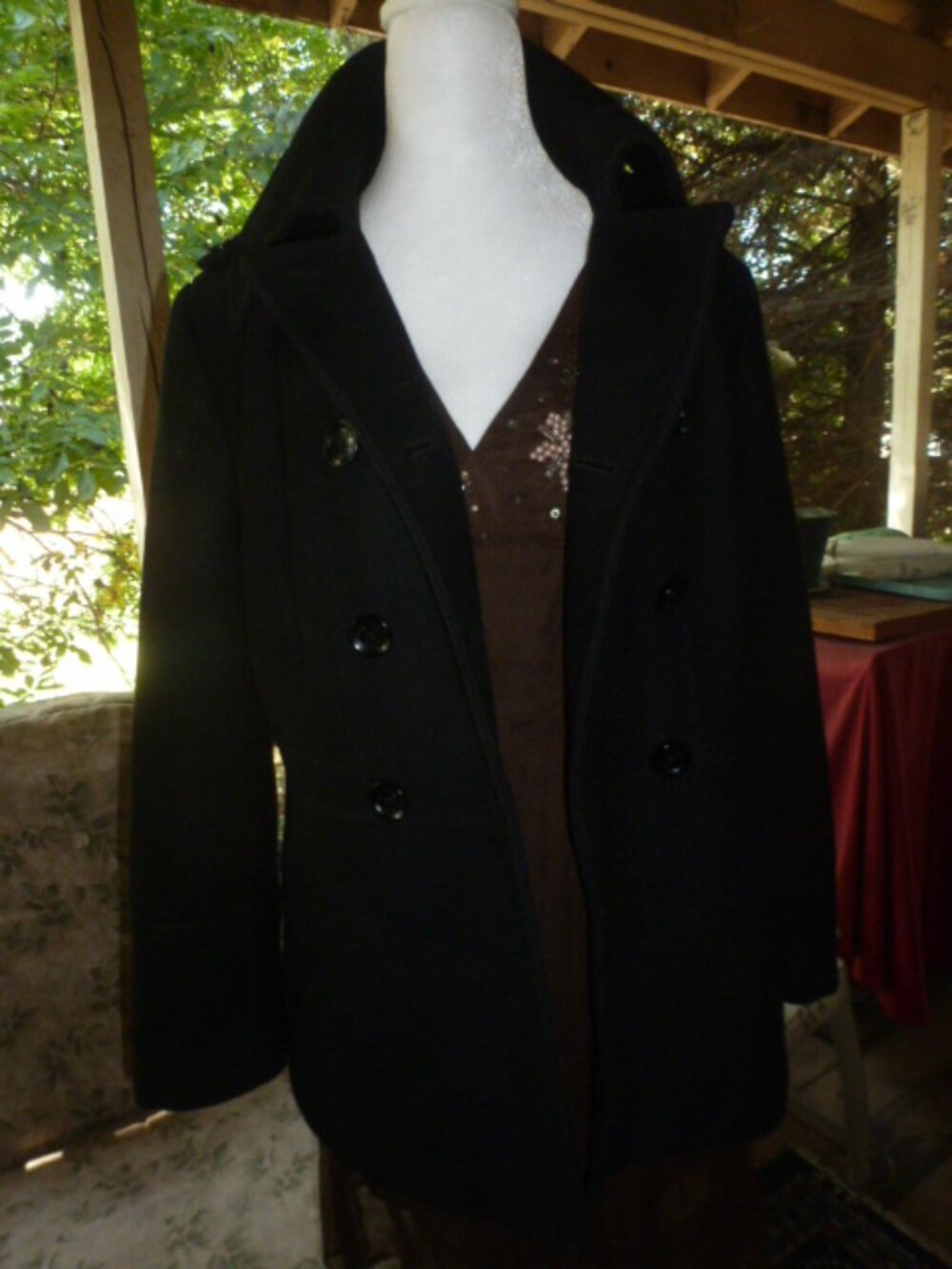 MICHAEL Michael Kors Classic Black Wool-Blend Pea Coat 🖤 Sz M